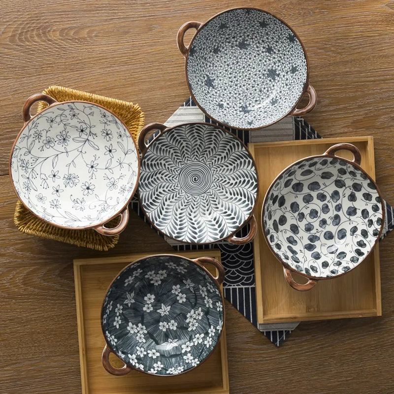 Tigela de Cerâmica Japonesa Folhagens