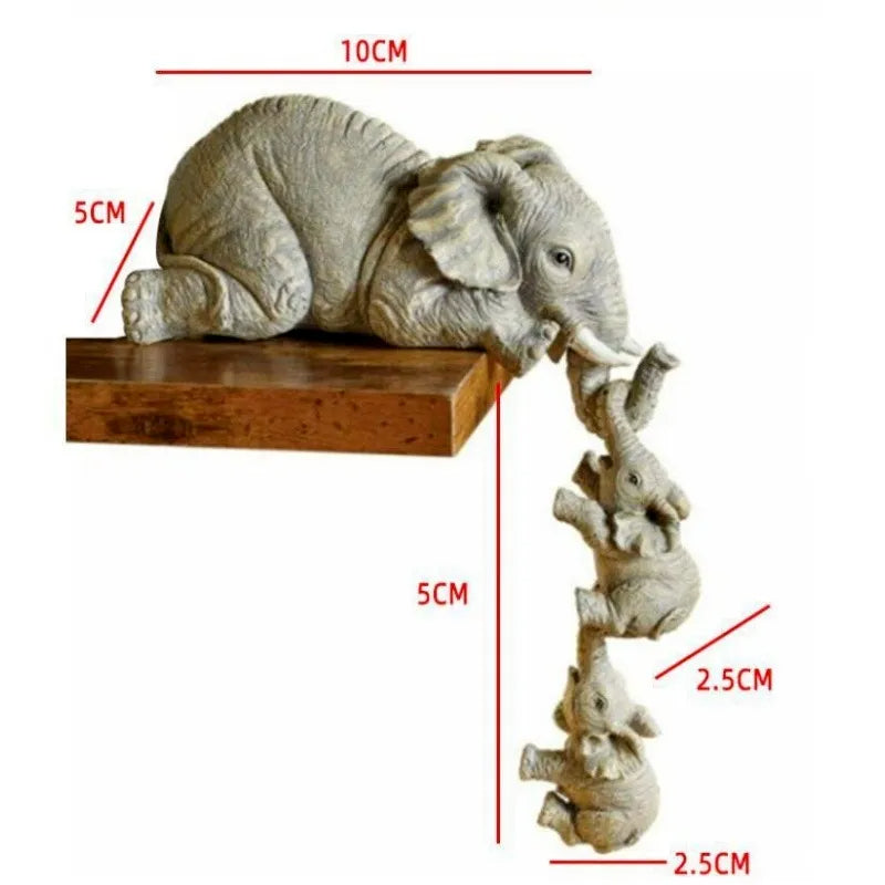 Estatueta Mãe Elefante e Elefantinhos - Abraço Materno